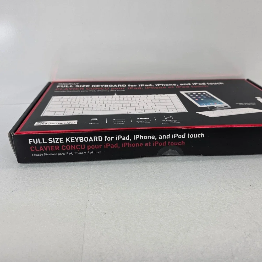 Macally IKEYLTX Full Size Wired Lightning Keyboard for iPad iPhone iPod White